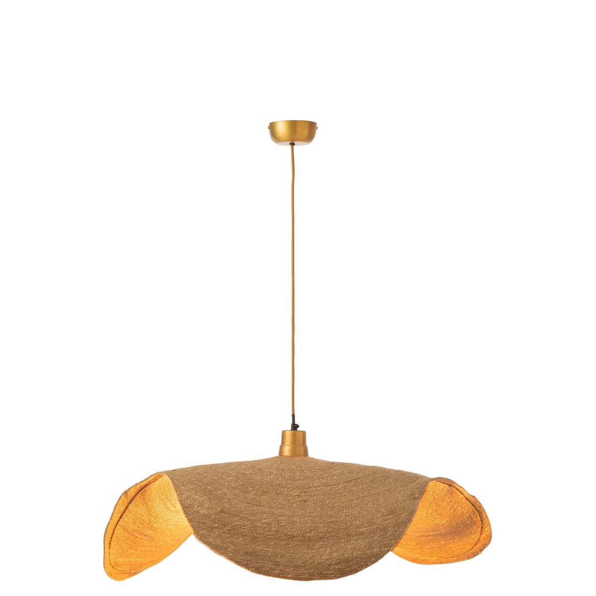 Lampe suspendue J-Line Moonj en rotin naturel, vue de face