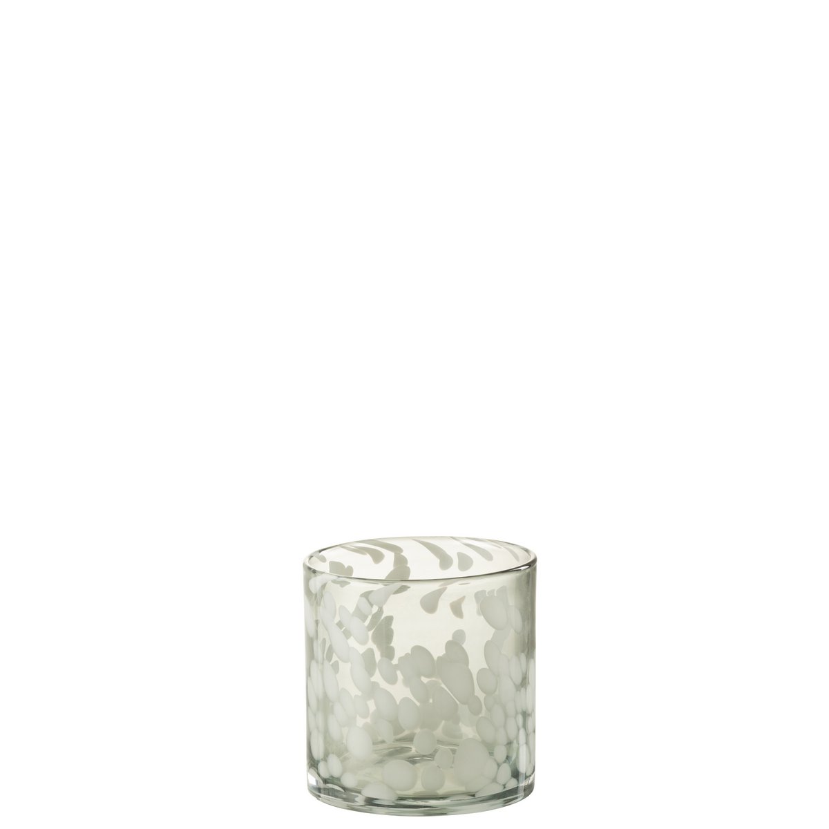 Lanterne J-Line Speckle en verre, vue de face avec détails gris/blanc