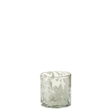 Lanterne J-Line Speckle en verre, vue de face avec détails gris/blanc