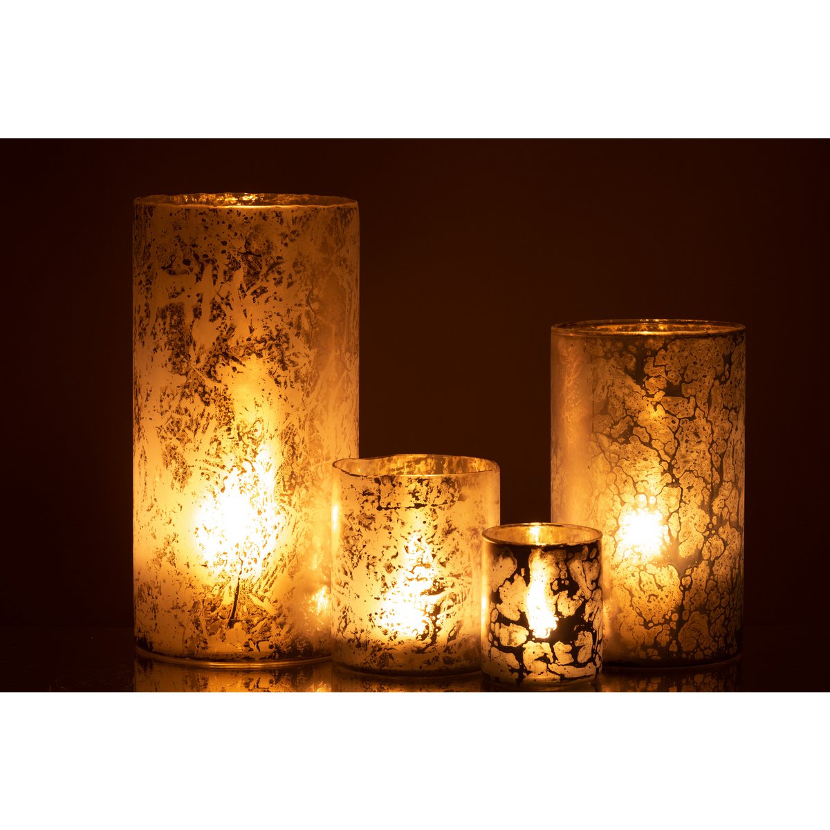 Photophore J-Line en verre bleu, gros plan sur le motif