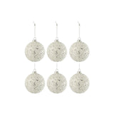 Boule de Noël J-Line en verre argent et blanc avec perles et paillettes