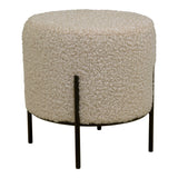 Pouf Alford en peau d'agneau artificielle gris-marron avec pieds en métal noir