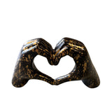 Polyresin Hand Heart Black Gold Splash