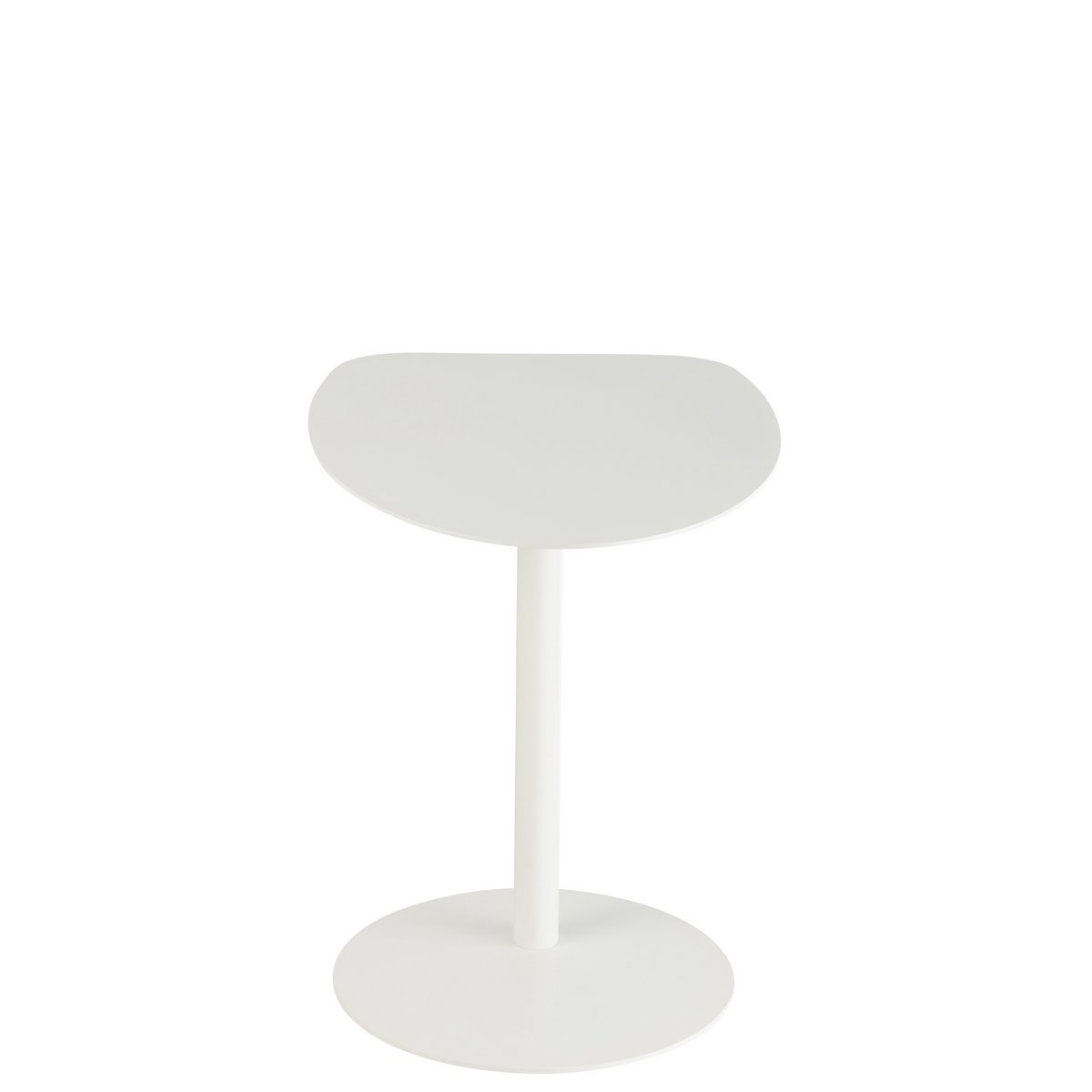 Table d'appoint J-Line Ice en métal blanc, mise en situation dans un salon