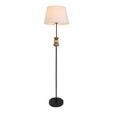 Lampe debout "Elina" 155 cm de haut, Ø 38 cm, métal en noir / marron, soufflerie texte en blanc, E27