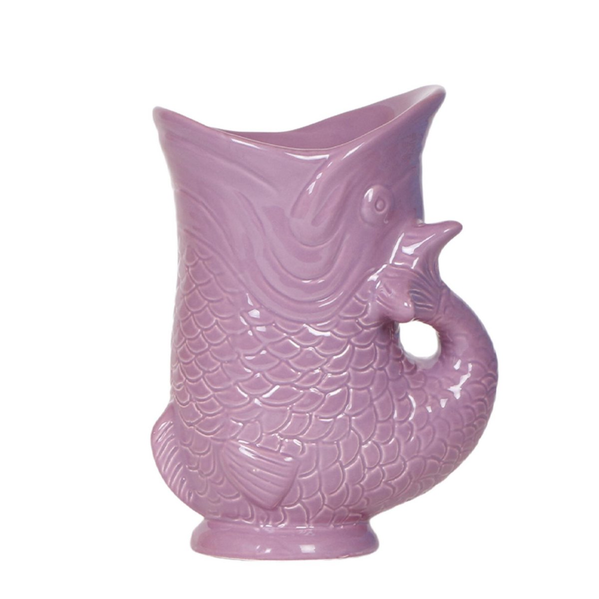 Pot décoratif Poisson en céramique lilas, design unique et élégant