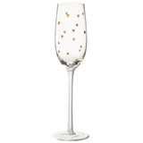 Verre à champagne J-Line Coeur transparent avec finition dorée, élégant et moderne