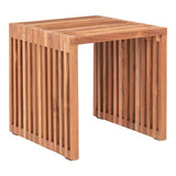 Table d'appoint Pego en bois de teck naturel, vue de face