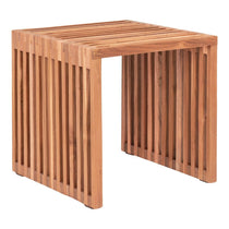 Table d'appoint Pego en bois de teck naturel, vue de face