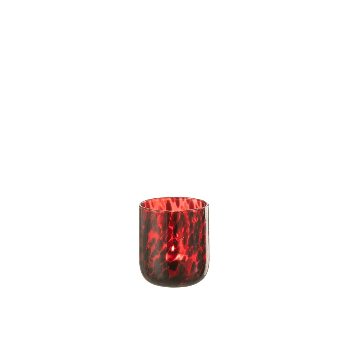 Bougeoir J-Line Spotted en verre rouge et noir, design moderne.