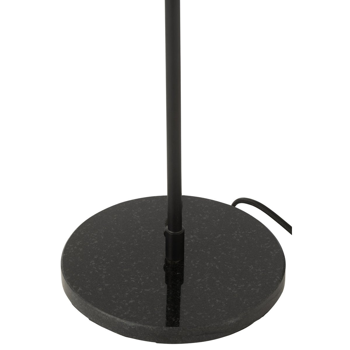 Vue latérale de la lampe J-Line, métal noir et marbre