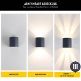 La lampe LED "Alecto" mesure 10,5 x 11,7 cm et mesure 10 cm de haut. Il se compose d'un plastique de haute qualité avec une surface légèrement structurée qui semble peinte. Timeless Black rend la lampe universellement utilisable.