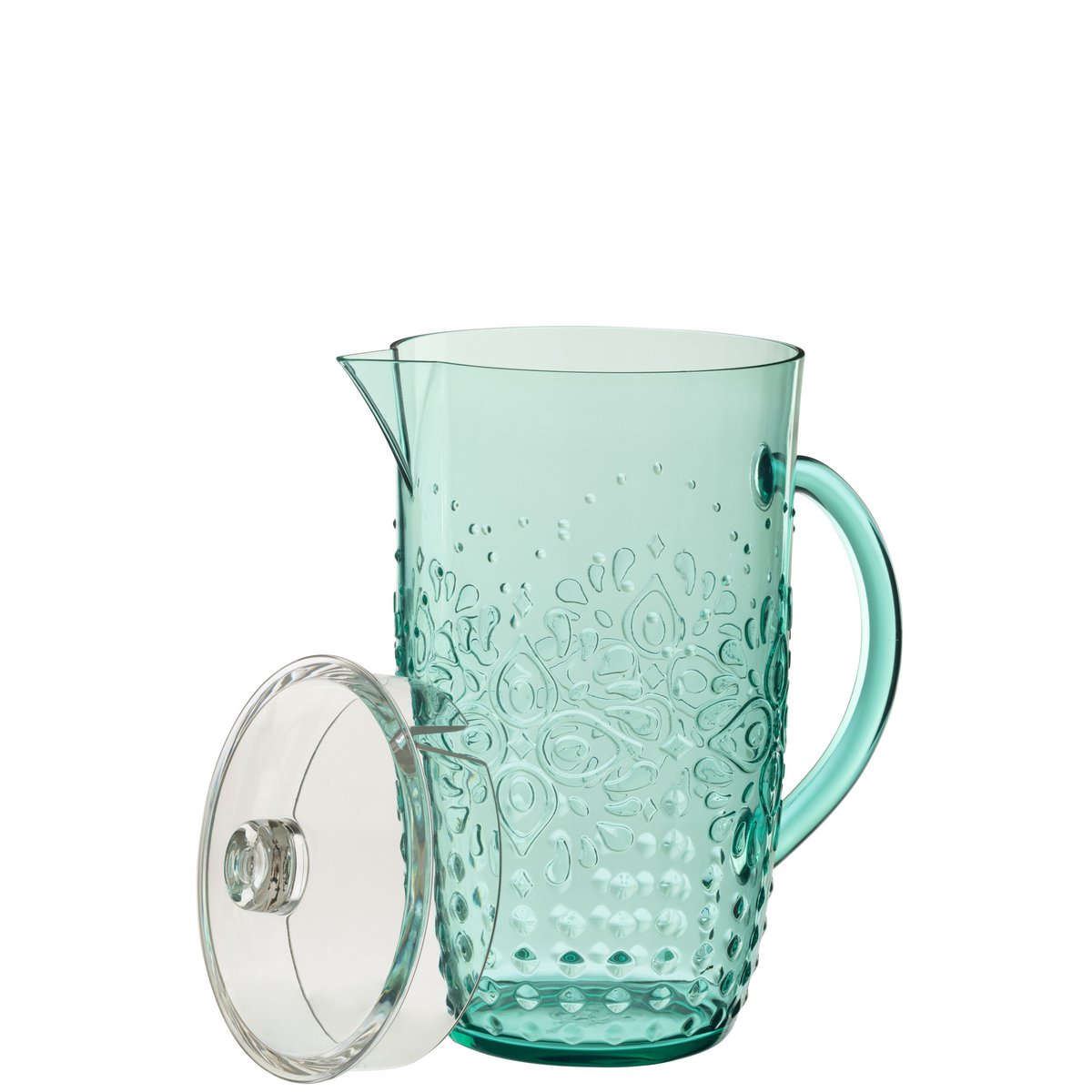 Carafe J-Line en plastique bleu aqua, vue de face
