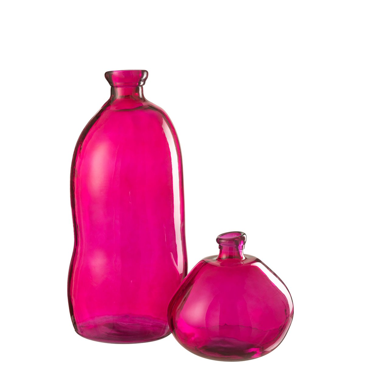 Vase oval J-Line en verre fuchsia, vue de face