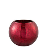 Bougeoir craquelé en verre rouge J-Line, vue de face