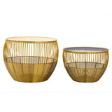 Set de 2 tables d'appoint rondes ø 49/41 H 37/29 cm tables décoratives table basse Glamira table basse or