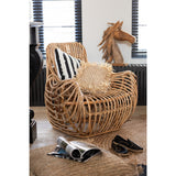 Coussin J-Line en raphia naturel, sur canapé