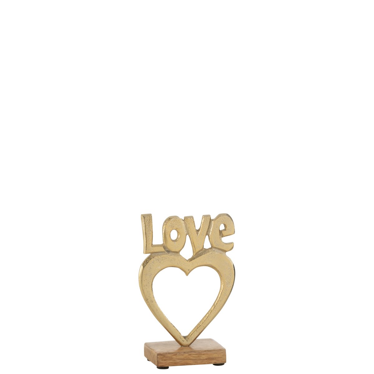 Serre-livres J-Line Love Heart en aluminium et bois doré, élégant et moderne