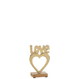 Serre-livres J-Line Love Heart en aluminium et bois doré, élégant et moderne