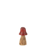 Champignon décoratif J-Line - bois - rouge/naturel - petit