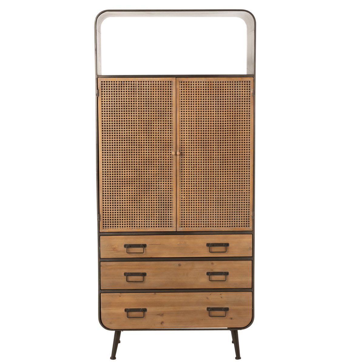 Vue de face de l'armoire J-Line montrant le design industriel