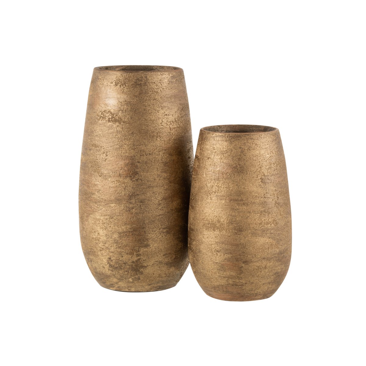 Vase en céramique doré J-Line, vue de face avec texture rugueuse
