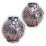 2 Set LED Decoration Lumière solaire Ø 18 cm Décoration extérieure en métal en argent avec des LED intégrées