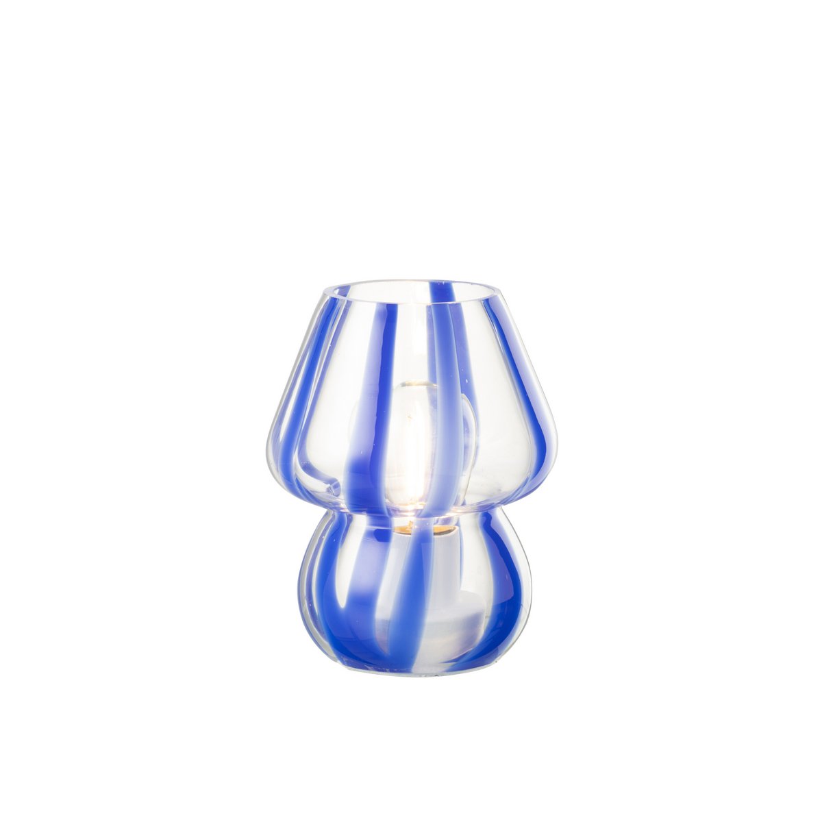 Lampe de table J-Ligne en verre bleu, vue de face