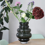 Vase soufflé à la bouche en verre gris