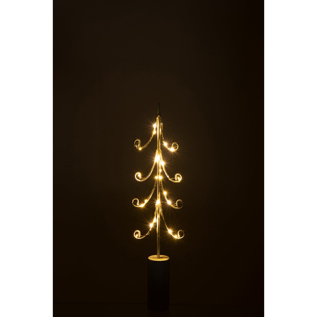 Détail de l'arbre J-Line en métal blanc avec éclairage LED - vue rapprochée