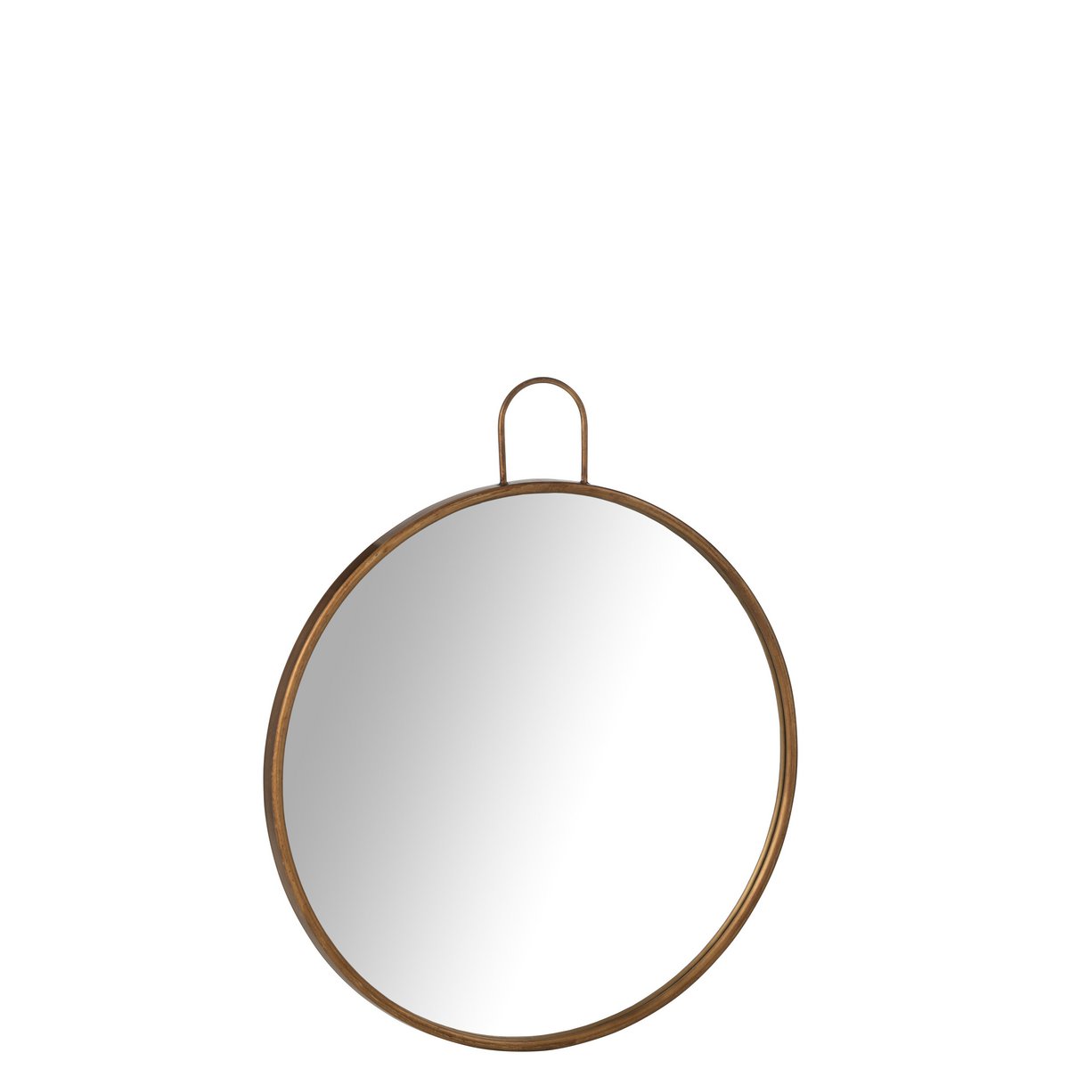 Miroir J-Line Anto doré, vue de face avec reflets lumineux