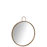 Miroir J-Line Anto doré, vue de face avec reflets lumineux