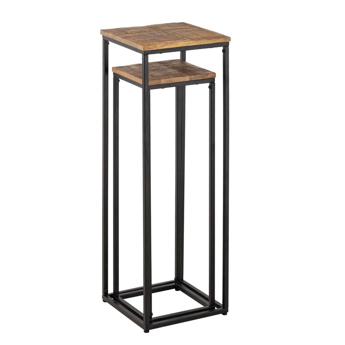 Colonne de fleurs en bois recyclé - mise en scène avec plantes