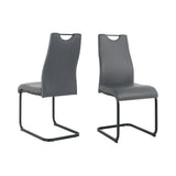Chaise cantilever en cuir synthétique gris, vue de face