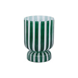 Vase rayé rétro moyen en verre vert, vue de face