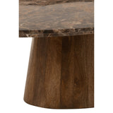 Vue latérale de la table basse ovale J-Line, design contemporain