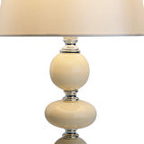 Lampe de table en céramique "Araga" 36 cm de haut, lampe de table en métal, céramique, avec des lames de texte, beige, avec socket E14, éclairage pour salle à manger, salon, couloir ou bureau