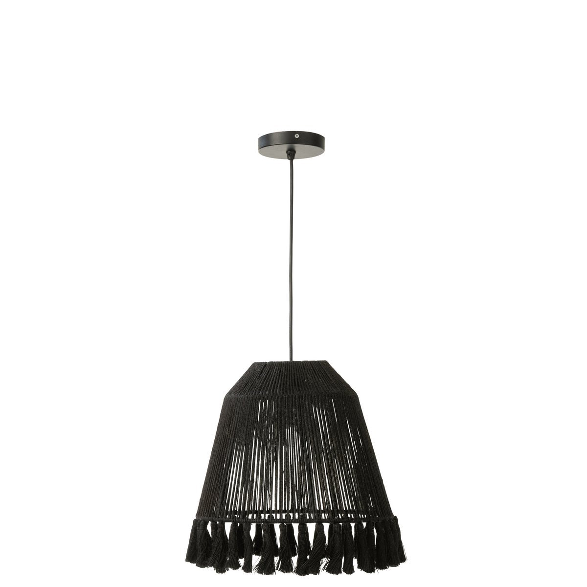 Lampe suspendue J-Line Celia en jute noir - vue de face