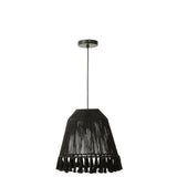Lampe suspendue J-Line Celia en jute noir - vue de face