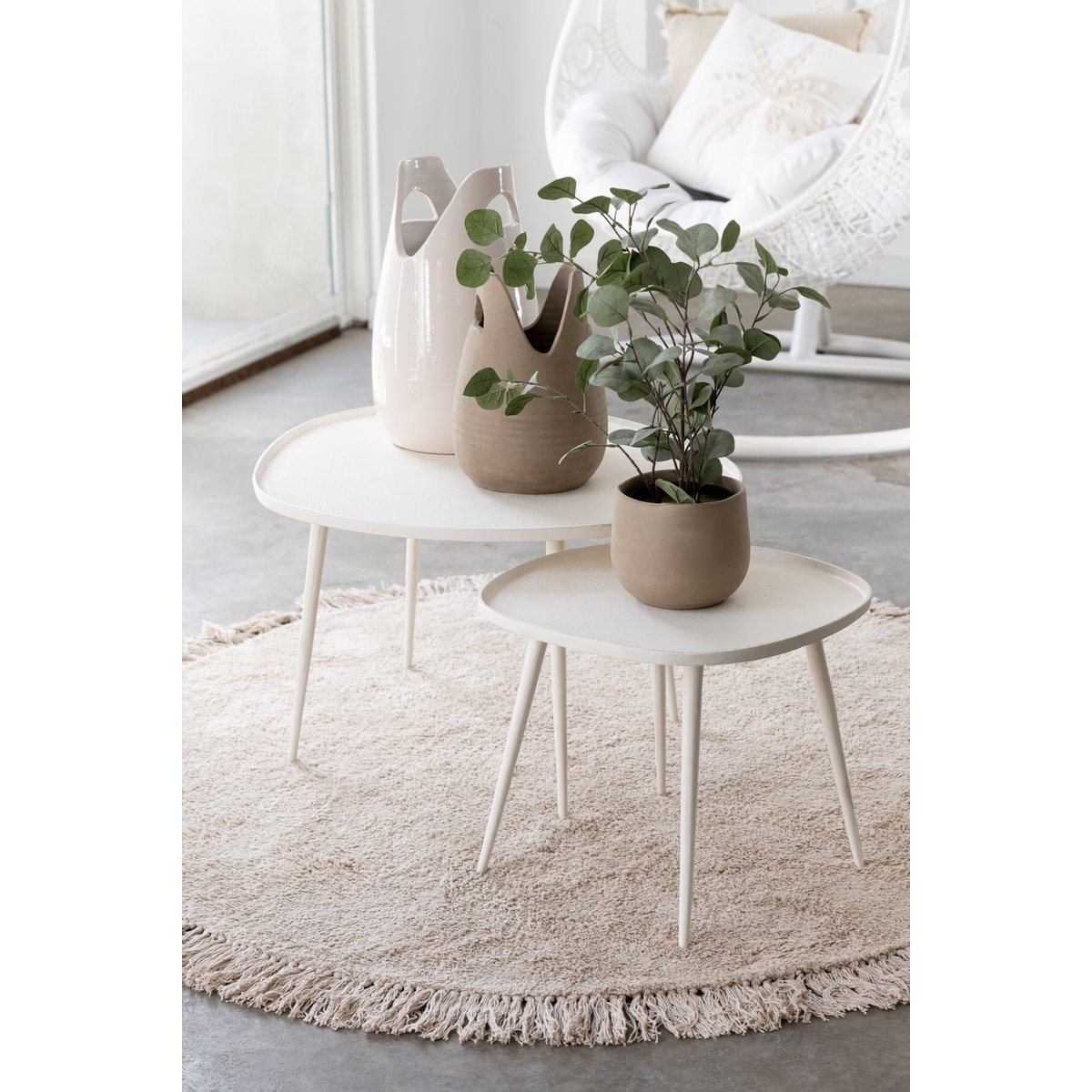 Détail des franges du tapis J-Line rond