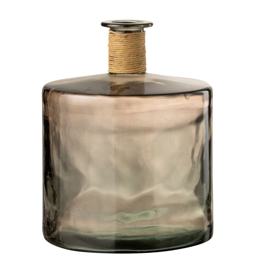 Vase Safari Wide en verre brun clair de J-Line, vue de face