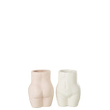 Vue latérale du pot J-Line en céramique rose