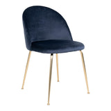 Zoom sur le tissu velours bleu de la chaise Geneve