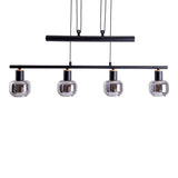 4 pendentif "Fumoso", hauteur de lampe pendentielle réglable en métal et verre fumée en noir, avec socket e14, pour salle à manger, salon, couloir ou bureau, 78 x 10 cm