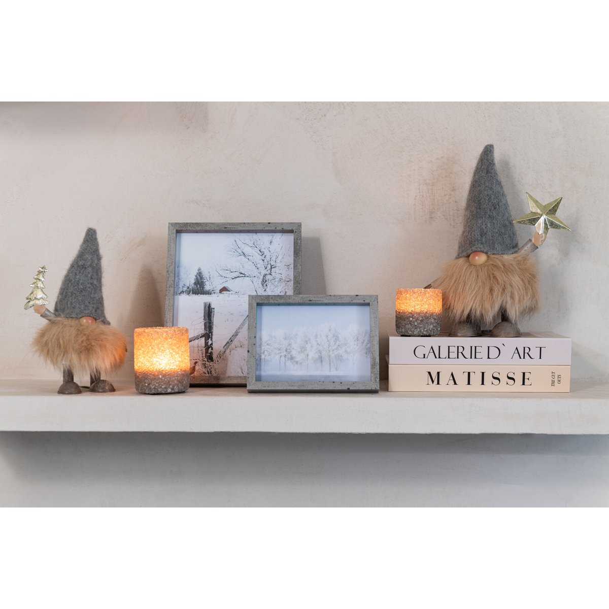 Cadre photo J-Line en bois gris clair - détail des dimensions