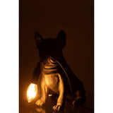 Détail de la lampe J-Line Bulldog en polyrésine noire, mettant en valeur sa texture