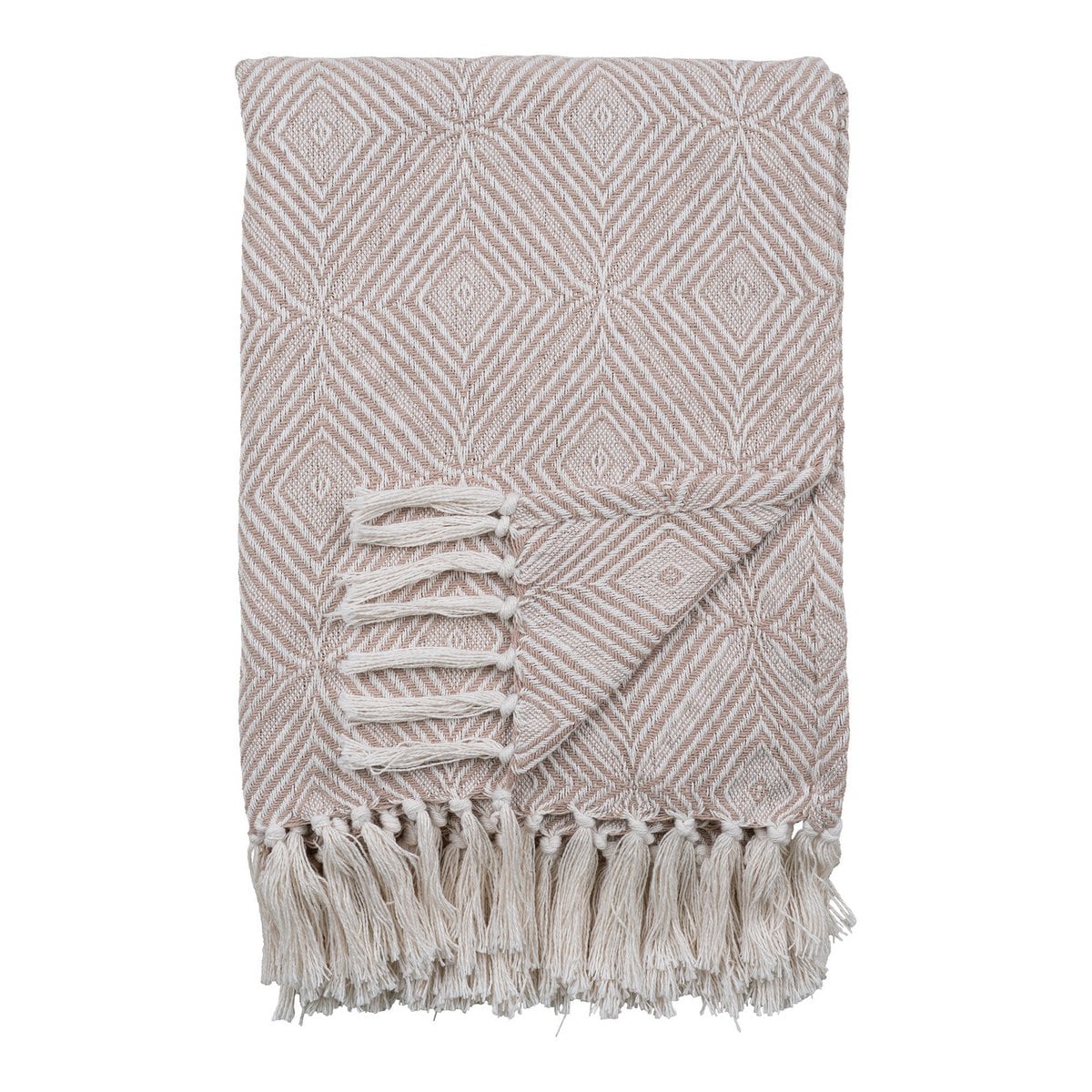 Cort Plaid en coton recyclé avec motif losanges ivoire et beige