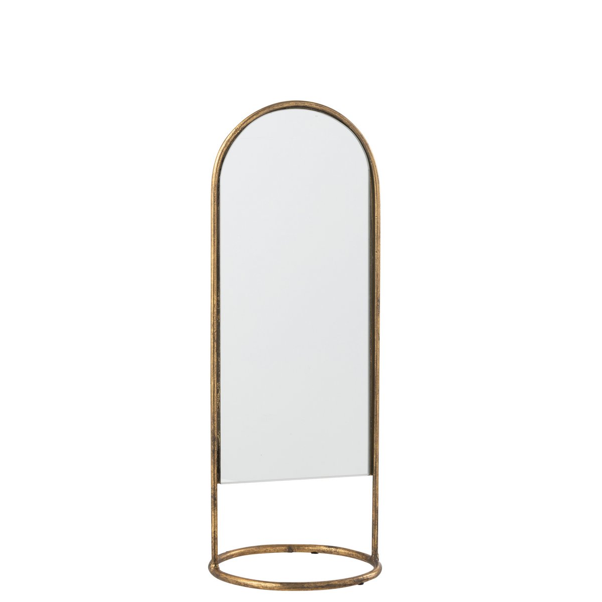 Miroir J-Line à pied Daisy en fer et verre doré, 16,5 x 45 cm