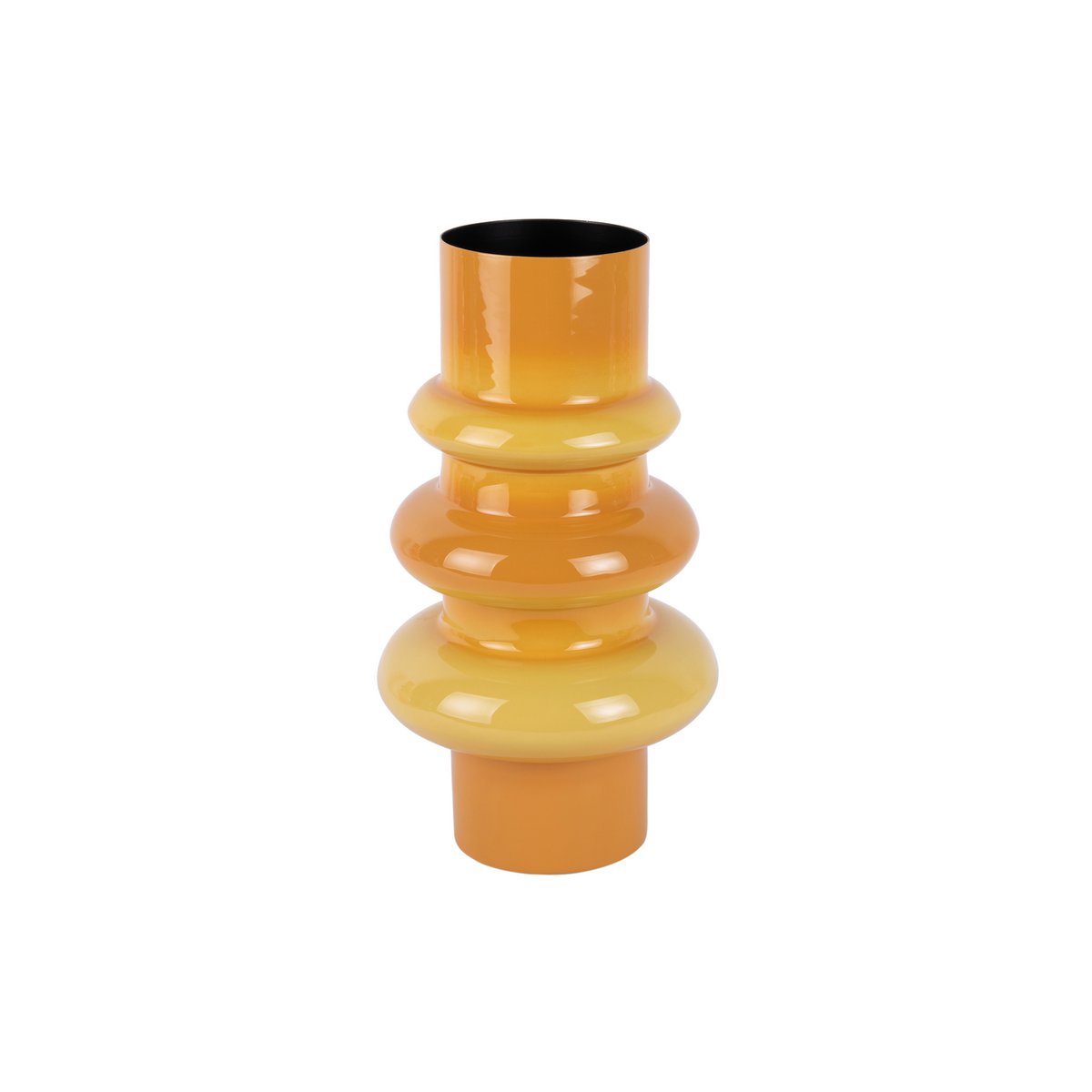 Vase Grato Petit en métal jaune, vue de face avec détails de finition