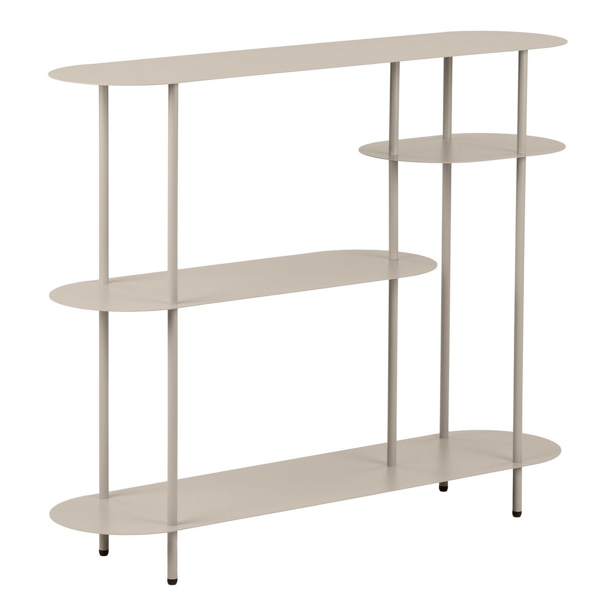 Vue de profil de l'étagère Rieti, design scandinave